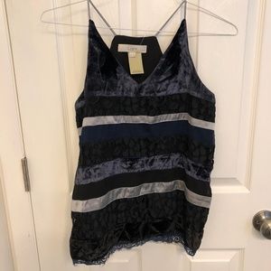 LOFT velvet and lace tank top size XSP NWT